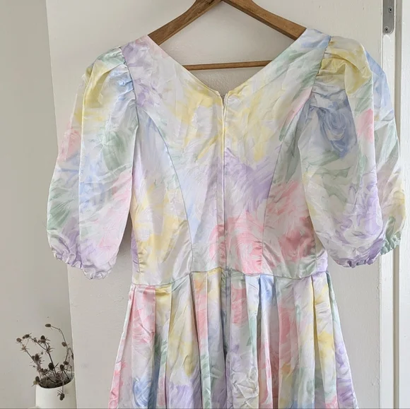 Handmade OOAK Vintage Floral Pastel Impressionist Maxi Dress - Picture 12 of 15